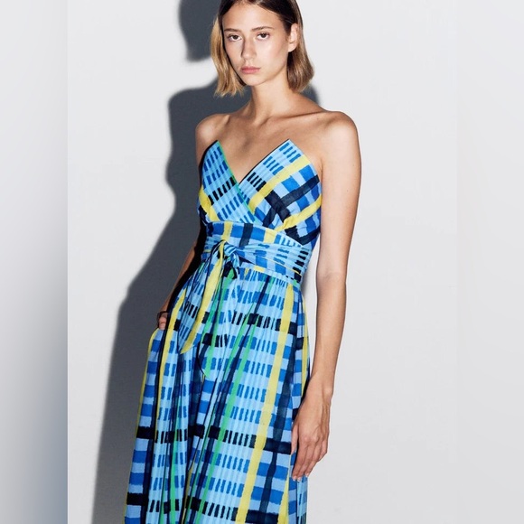 De Loreta Charro dress in tartan azul - Picture 1 of 4